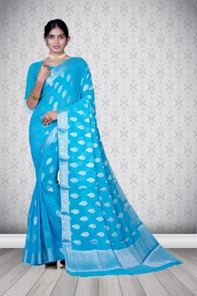 Blue Khaddi Georgette Saree