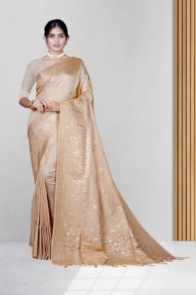 Cream Dola Silk Saree