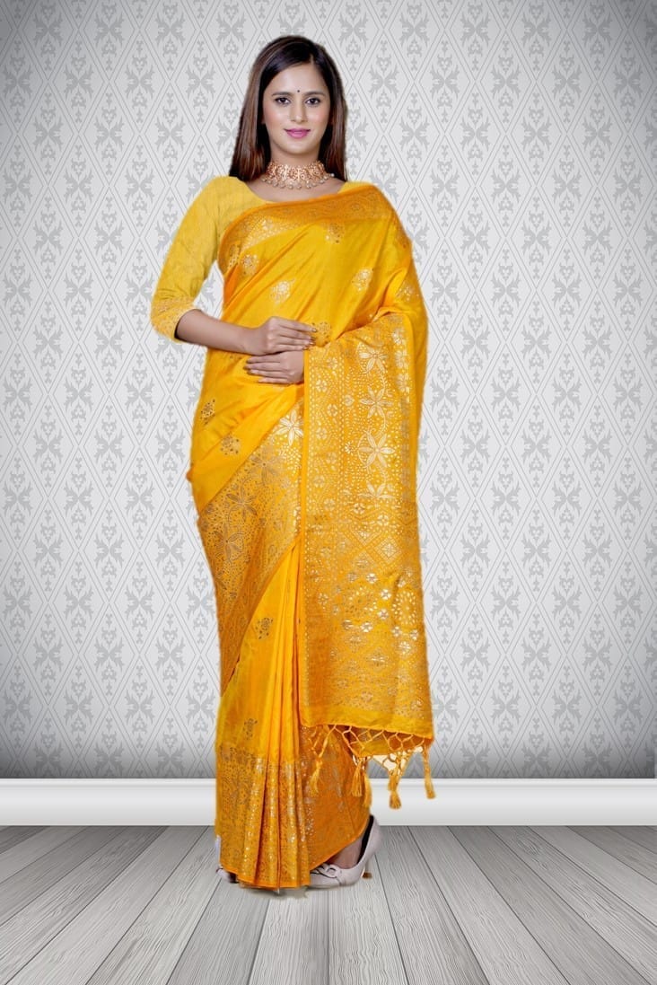 Yellow Dola Silk Saree