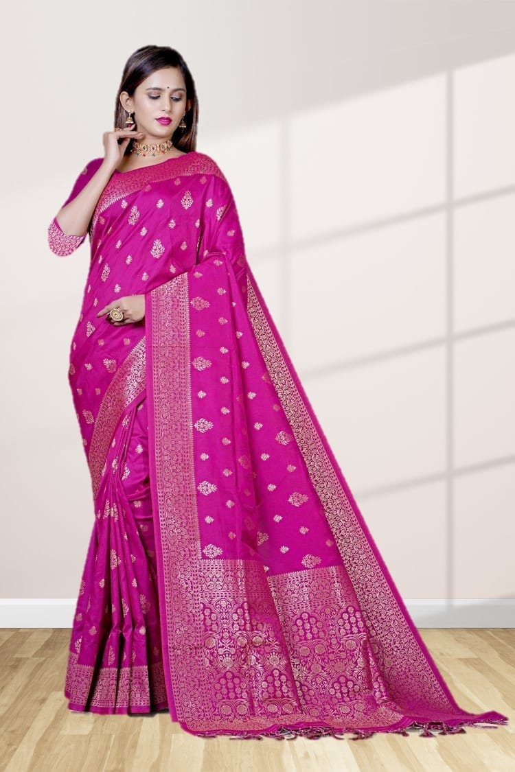 Magenta Banarasi Silk Saree