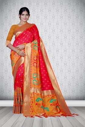 Patola Soft Silk Saree Red