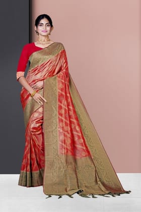 Orange Tissue Silk Saree