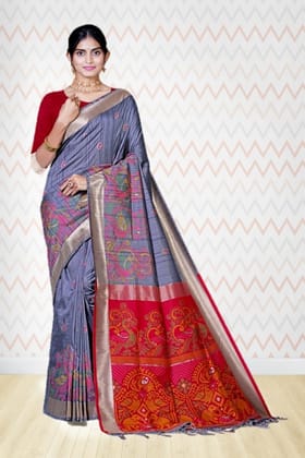 Tussar Silk Saree Grey