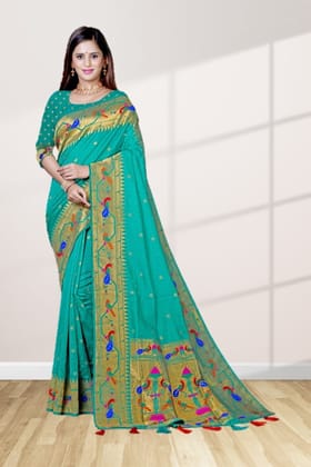 Green Semi Silk Paithani Saree