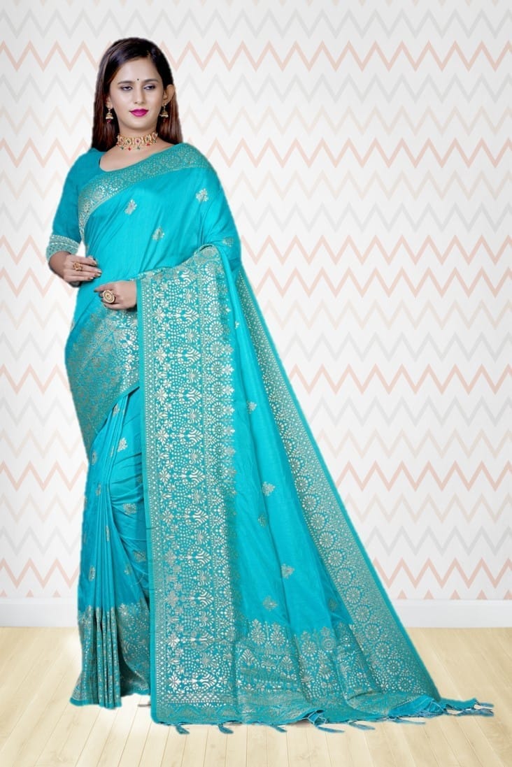 Sea Green Dola Silk Saree