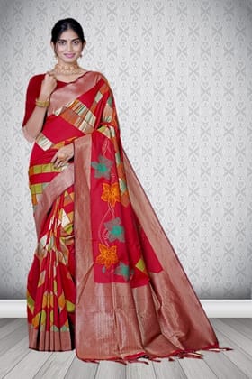 Designer Silk Saree Red