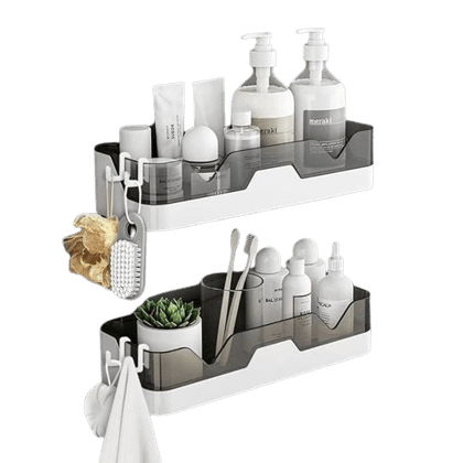 HOUSE OF VIPA Bathroom accessories Kitchen Office Organizer Rack Holder Plastic Wall Shelf  (Number of Shelves - 2, White)