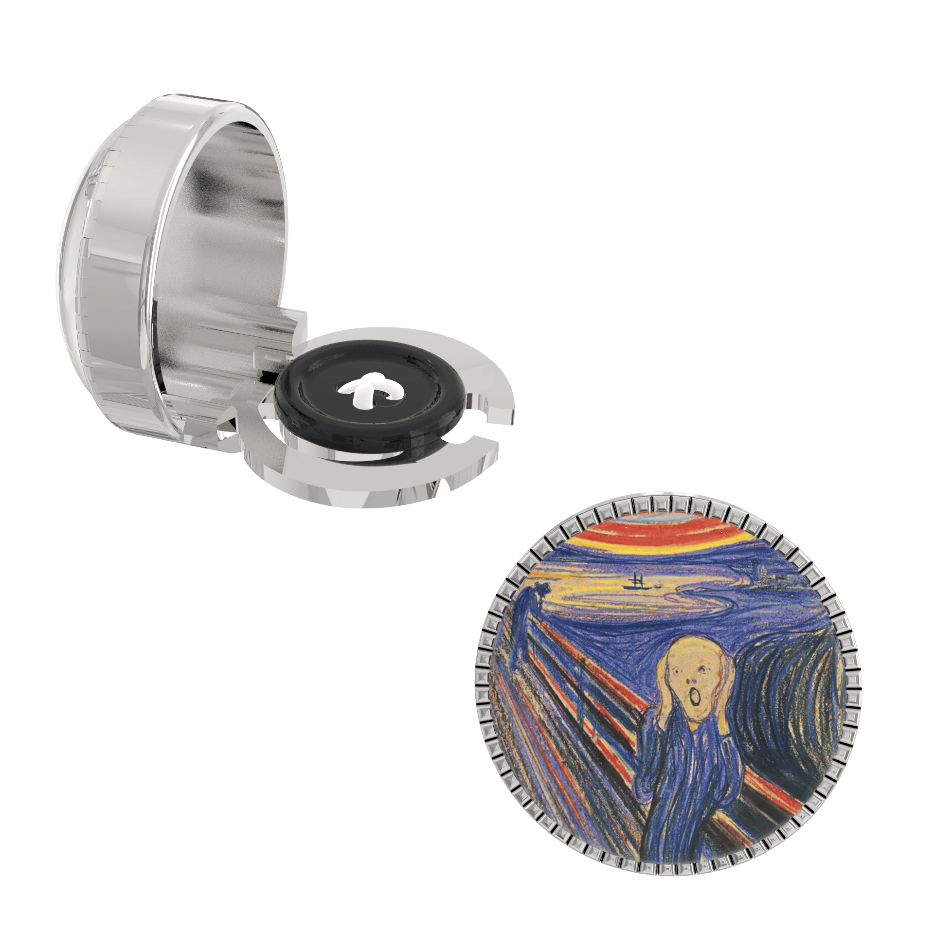 The Smart Buttons - Shirt Button Cover Cufflinks for Men - The Scream Inspired by Edvard Munch