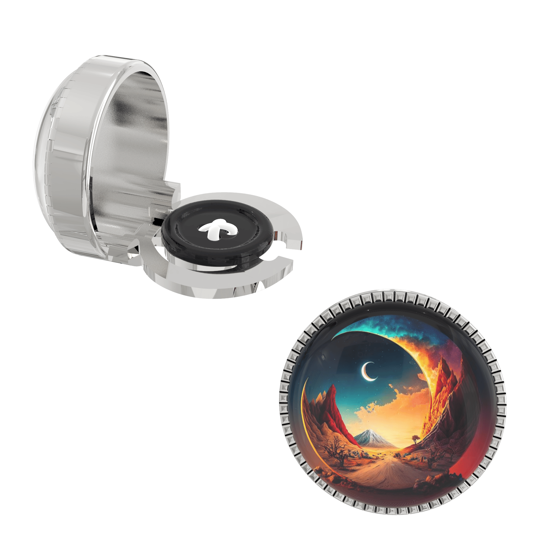 The Smart Buttons - Shirt Button Cover Cufflinks for Men - Alpine Moonrise