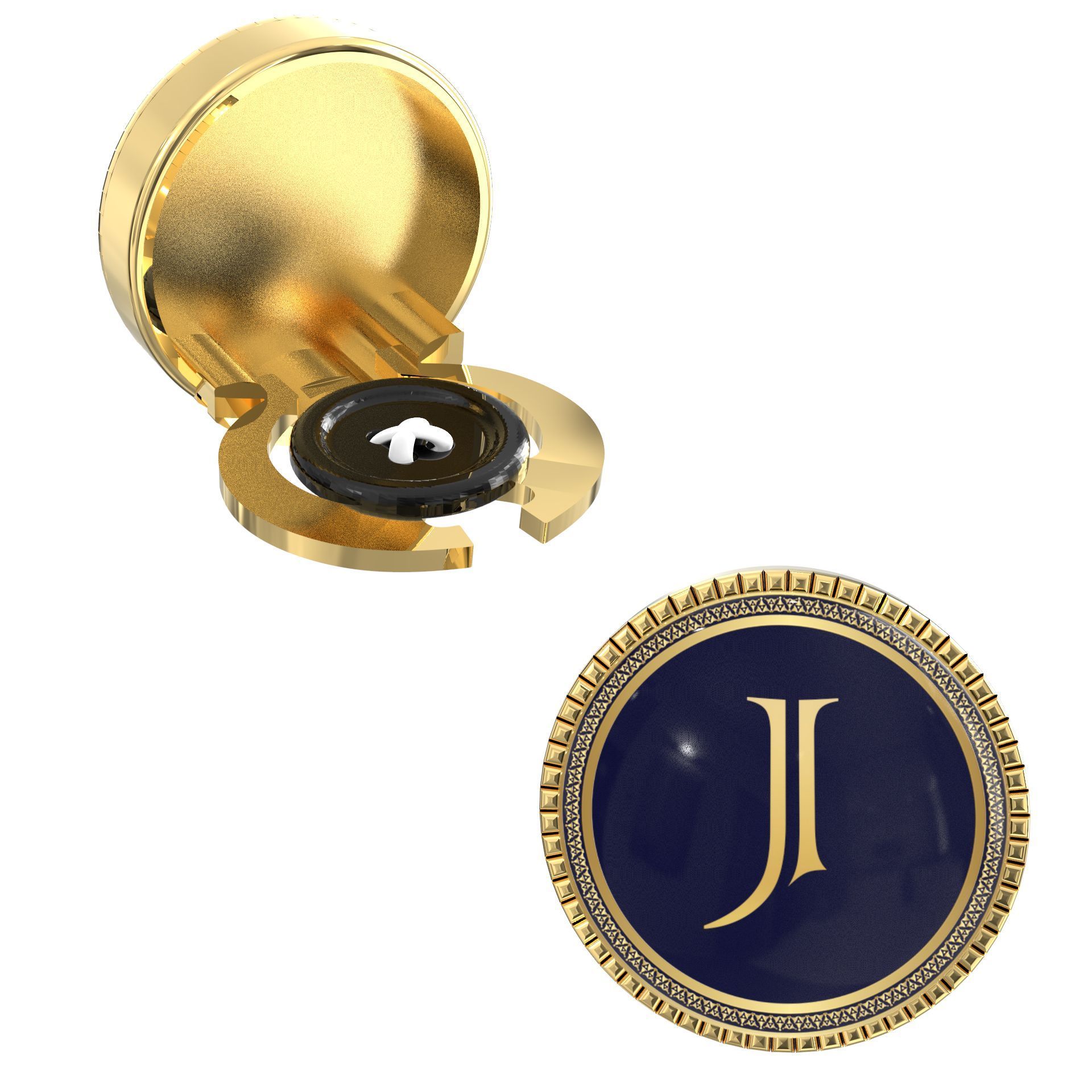 The Smart Buttons - Gold Colour Plated Shirt Button Cover Cufflinks for Men - Personalized Initials - J