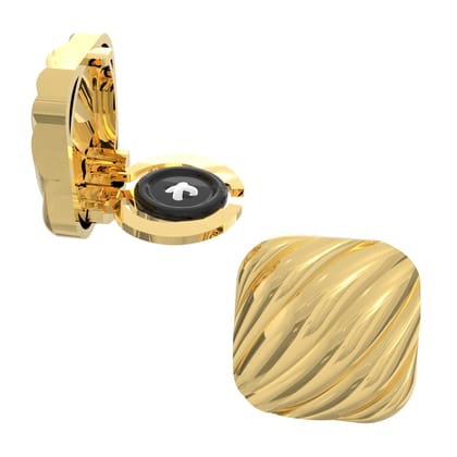 The Smart Buttons - Gold Colour Plated Shirt Button Cover Cufflinks for Men - Waves Style