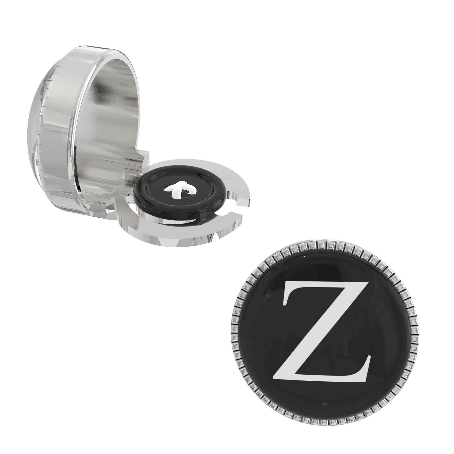 The Smart Buttons -  Shirt Button Cover Cufflinks for Men - Personalized Initials - Z