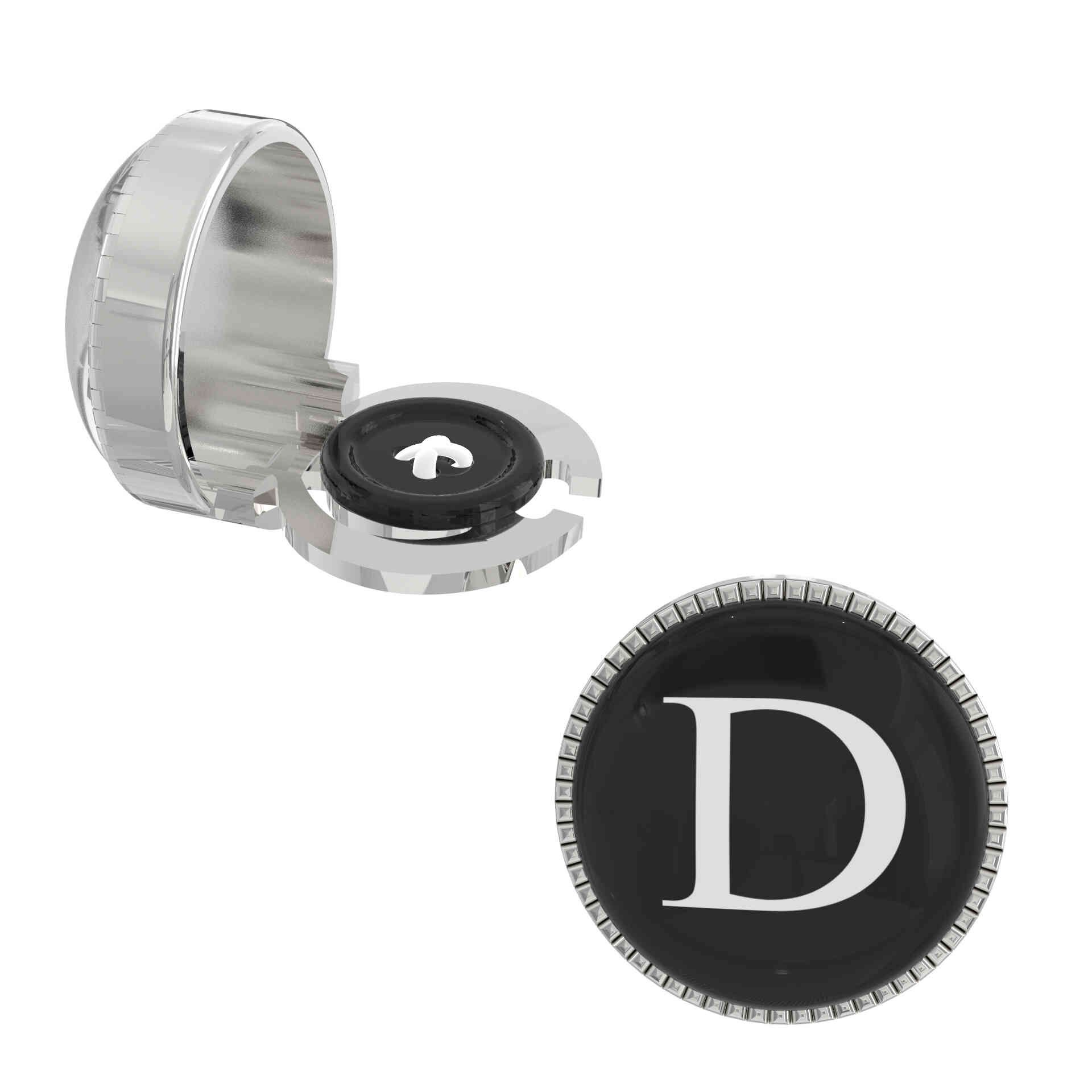 The Smart Buttons -  Shirt Button Cover Cufflinks for Men - Personalized Initials - D