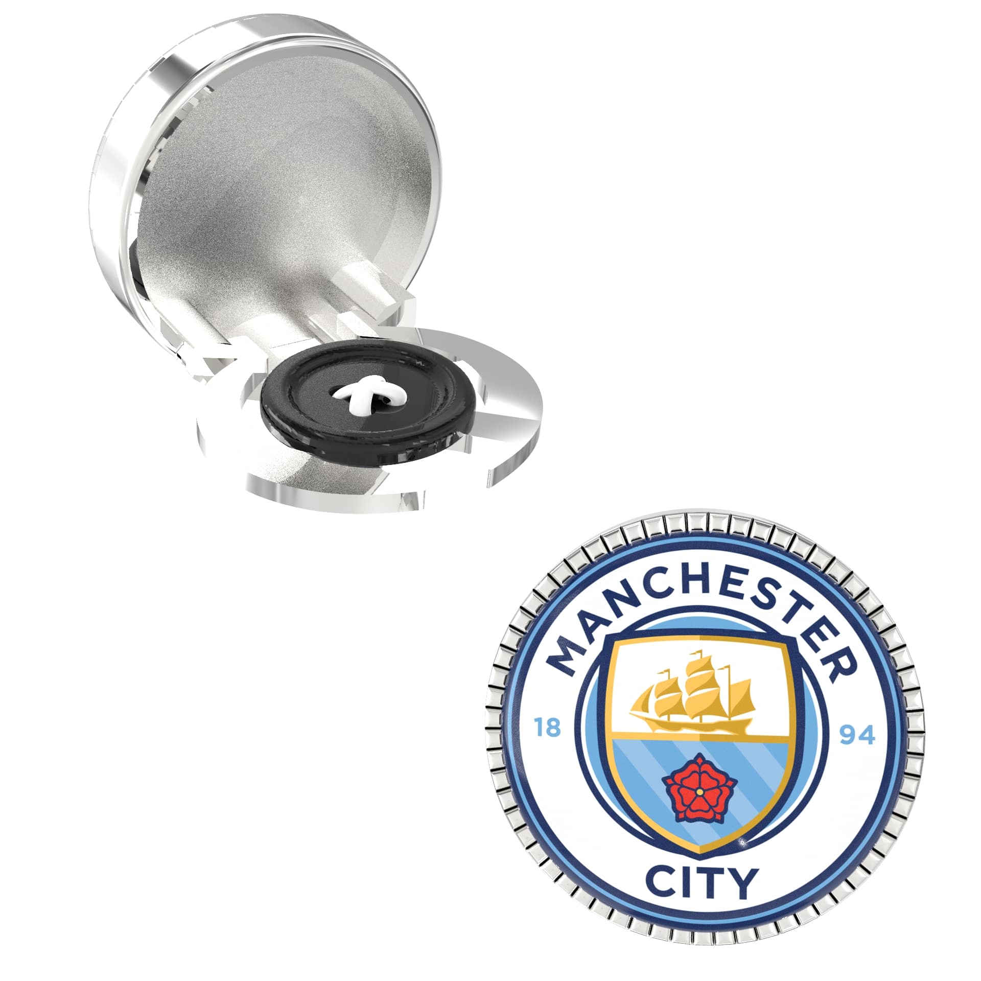 The Smart Buttons -  Shirt Button Cover Cufflinks for Men - Manchester City Style