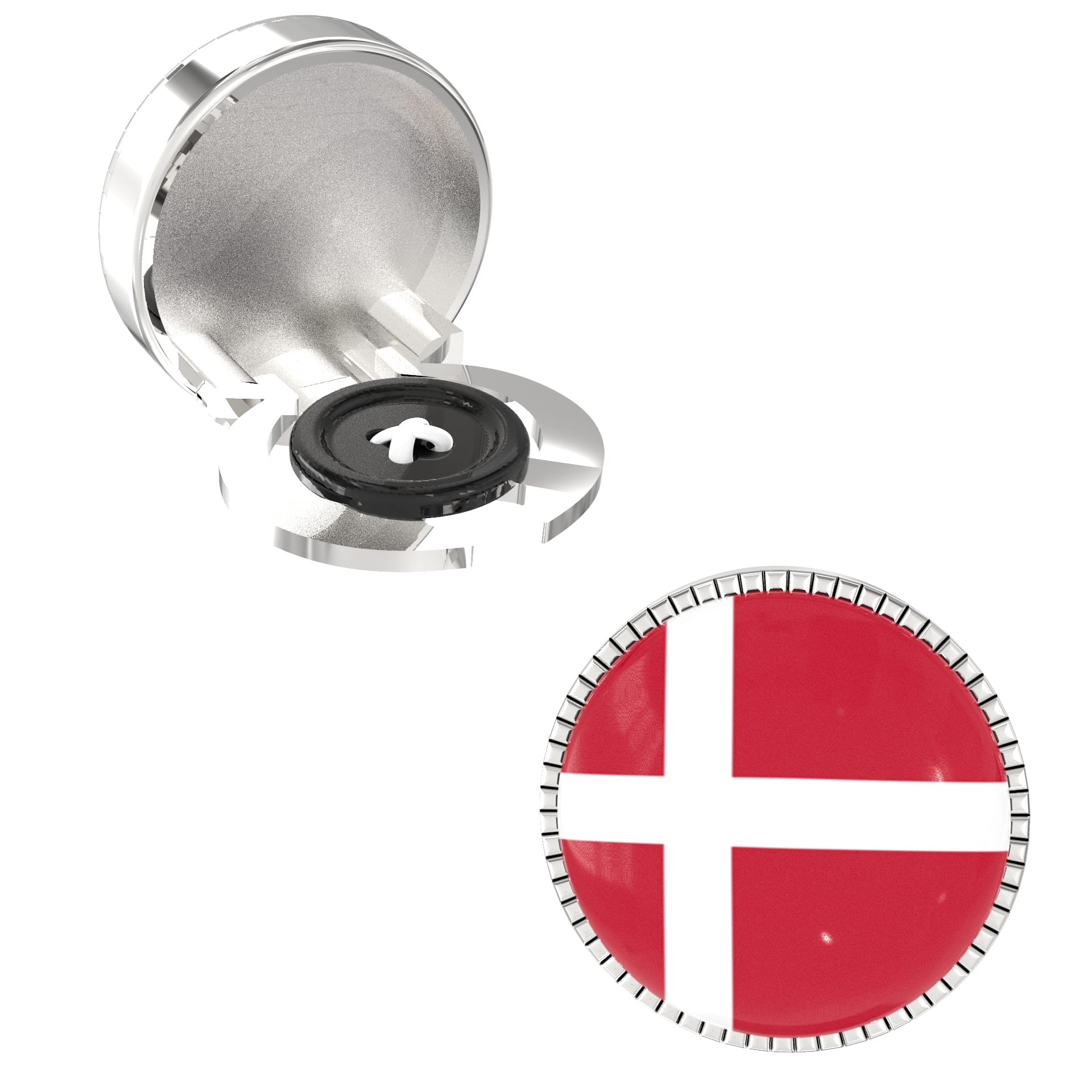 The Smart Buttons -  Shirt Button Cover Cufflinks for Men - Denmark Flag Style