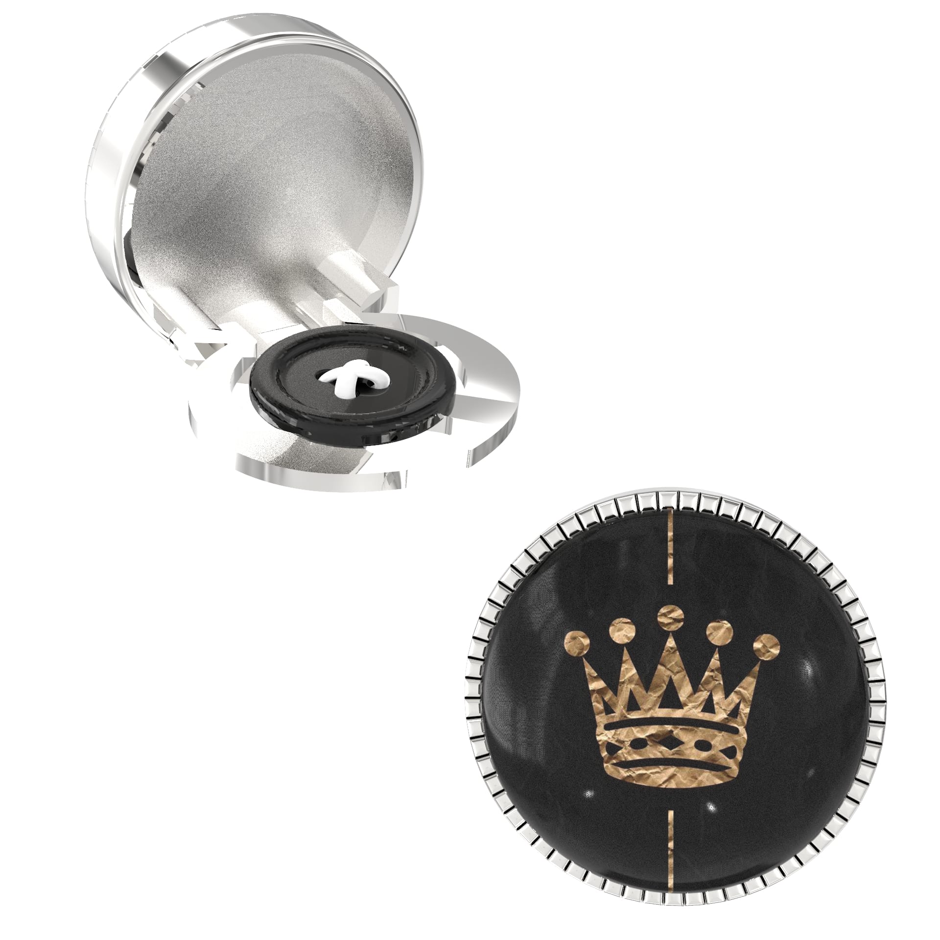 The Smart Buttons -  Shirt Button Cover Cufflinks for Men - Crown Style