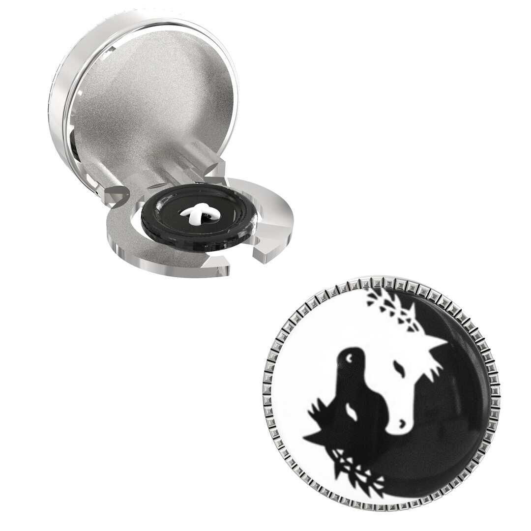 The Smart Buttons - Shirt Button Cover Cufflinks for Men - 2 Horses Of Ying & Yang Design Pattern