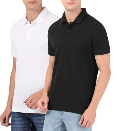 Solid Colour Cotton Polo T-shirt For Men (2 Tshirts)