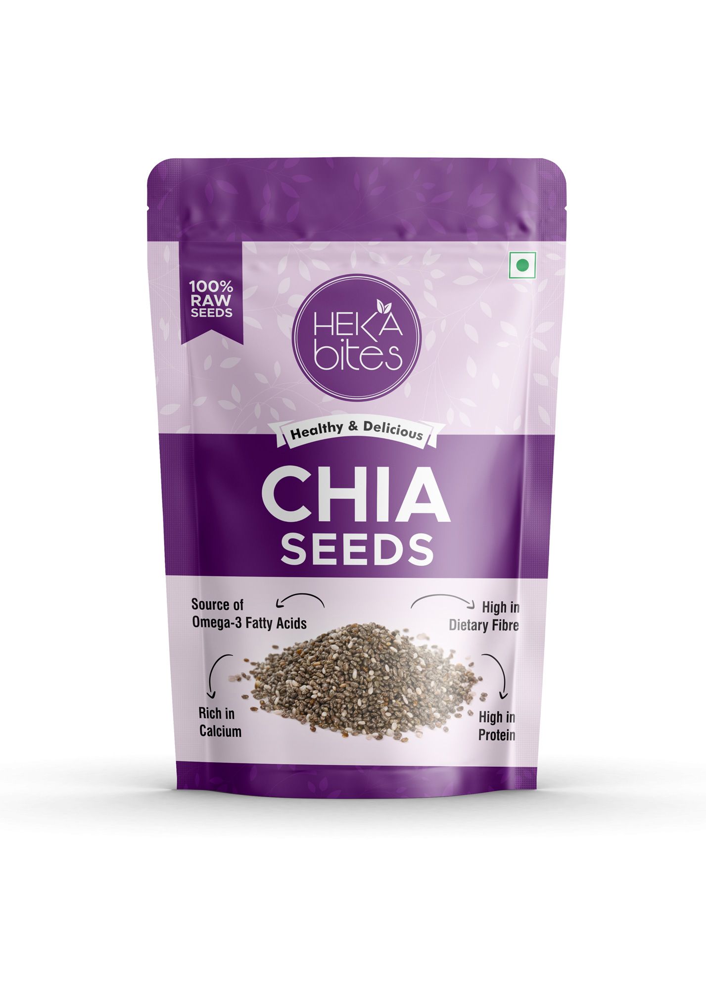 Heka Bites Raw Chia Seeds, 250g | 100% Raw Seeds| Source of Omega -3 Fatty Acids and Calcium, High in Dietary Fibre and Protein| Super Seeds| Diet Snacks