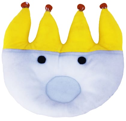 Amardeep Baby Stuffed Toy White & Yellow Crown Baby Pillow 23 * 22cms