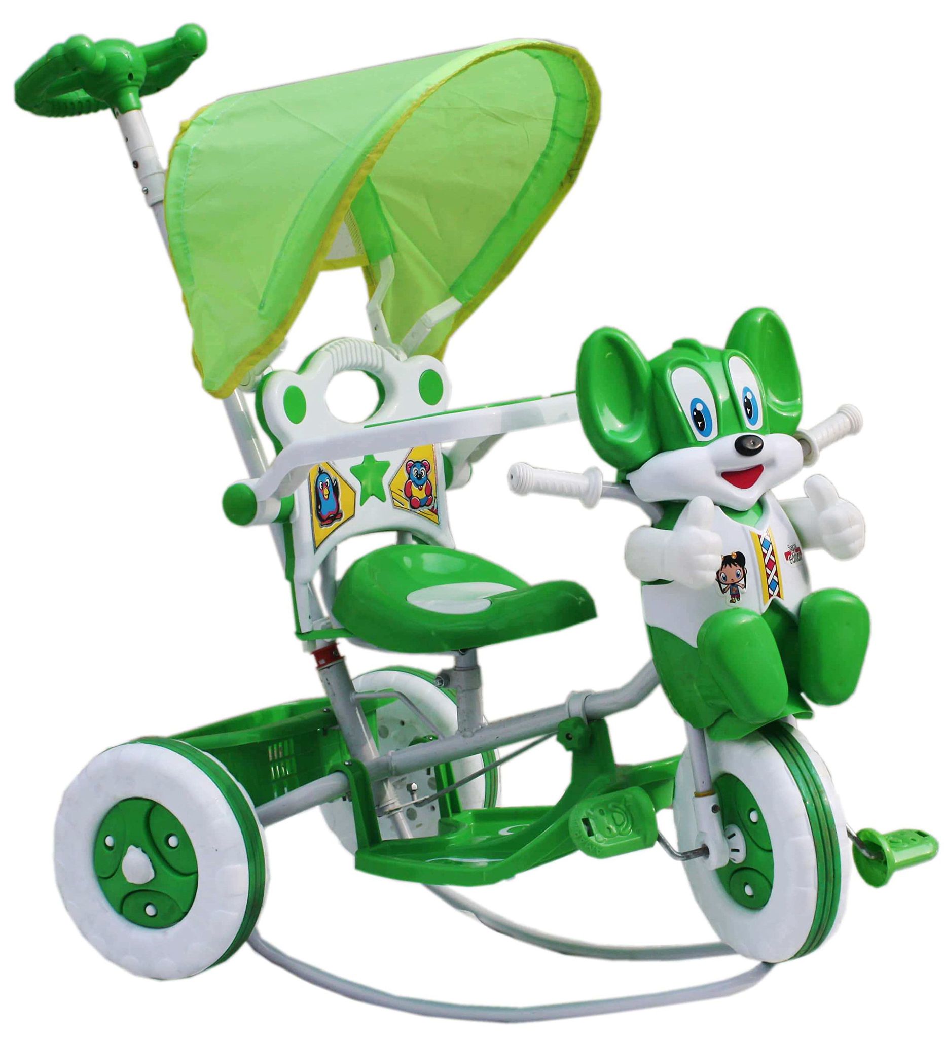 Amardeep and Co Baby Tricycle With Shade And Parental Control Green 1 3 Years