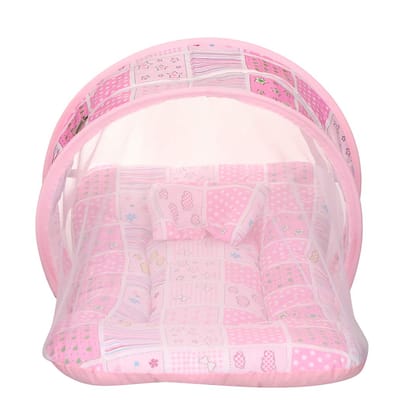 KooKyKooby Baby Mosquito and Insect Protection Net with Bedding (Pink(Star and Dot))