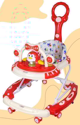 Amardeep Baby Walker Adjustable Height,Rocker,Stopper,Push Handle Bar,Fun Toys and Activities for Babies and Child-Red