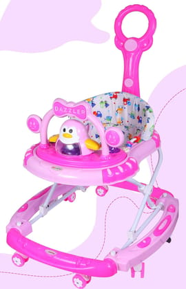 Amardeep Baby Walker Adjustable Height,Rocker,Stopper,Push Handle Bar,Fun Toys and Activities for Babies and Child-Pink