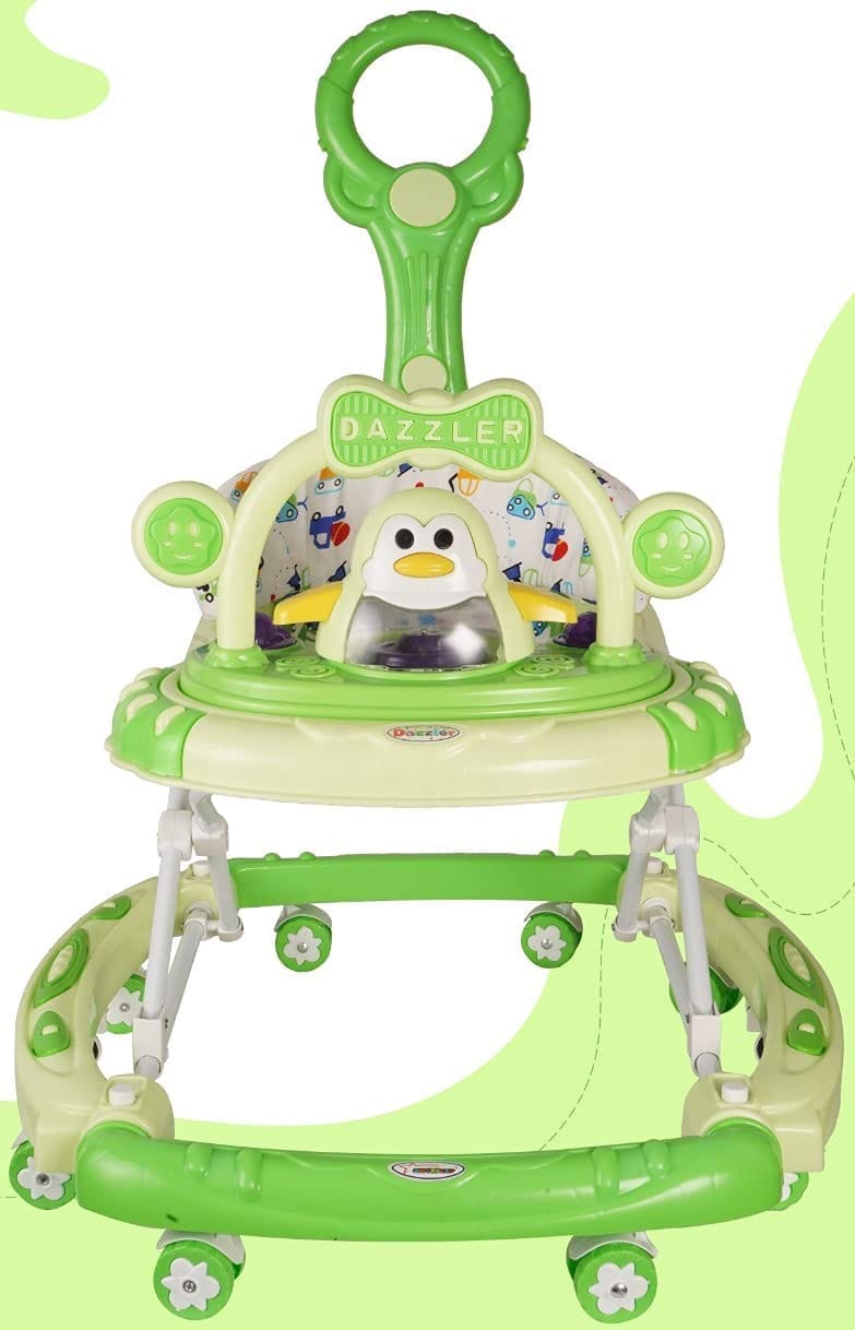 Amardeep Baby Walker Adjustable Height,Rocker,Stopper,Push Handle Bar,Fun Toys and Activities for Babies and Child-Green