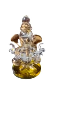 Crystal Two Face Golden Color Ganeshji Idol for Home,Temple & Office Decoration