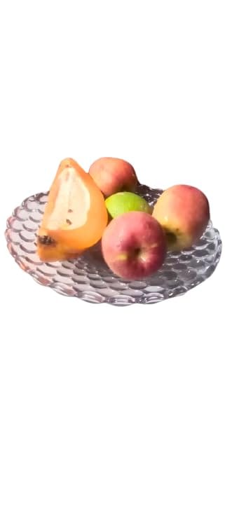 Elegant Dining Table D�cor: Crystal Clear Glass Fruit and Serving Plate.