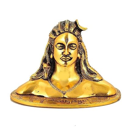 Adiyogi God Shiva Statue for Home Decorative Showpiece Metal Adiyogi Golden Colored Shiva Mahadev Statue for Home Pooja Temple.