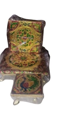 Home and Celebrations with a Meenakari-Adorned Wooden All Purpose Chowki