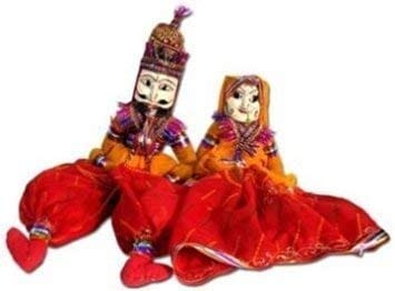 Patwari Arts Wood Puppet, Kathputli Pair, Home Decoration Item, Indian Culture Showpiece, Best for Indian Art Lovers Rajasthani Culture Puppet Plays, Home Interior Wall Hanging.