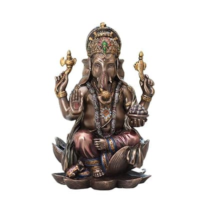 Patwari Arts Marble Dust Ganesha Idol Statue Home & Office Temple Room Puja, Bronze Good Luck Ganesha Statue for Car Dashboard and Gift Idol.