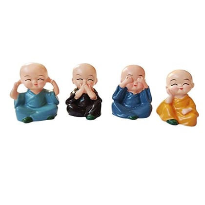 Patwari Arts Small Baby Monk Buddha Showpiece Polyresin Car Dashboard, Living Room Showpiece, Office Decoration Status.