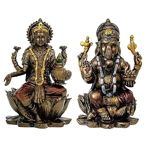 Patwari Arts Laxmi and Ganesh Ji Murti for Pooja Room, Murti for Home Puja, laxmi Ganesh Idol Murti for Puja/Pooja Room, Bronze God Idols, Good Luck Idols(3 Inch).