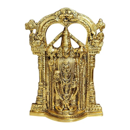 Balaji Statue || Venkteshwar Balaji Idol || Hanging Metal Tirupati Balaji, Sri Venkateswara Idol - Gold, 4 cm x 17 cm x 25 cm.