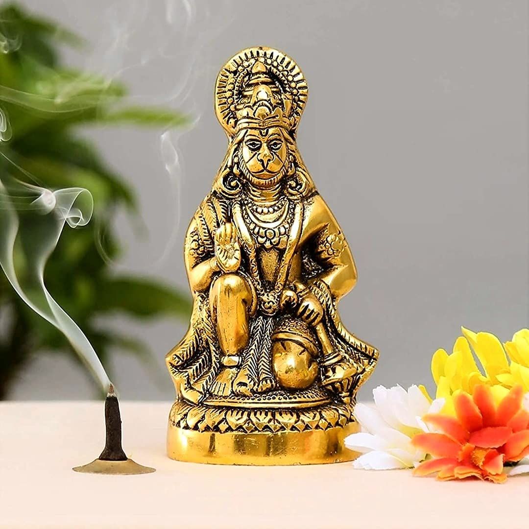 Metal Hanuman ji/ Bajrang Bali Murti for Pooja Temple Decoration Showpiece