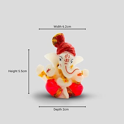 Patwari Arts Lord Ganesha Showpiece for Home Decor & Office/Temple Decor, Car Dashboard Showpiece for Living Room Pagdi Ganesh Ji Murti , (2.3 x 2.3 Inch, Multicolour).