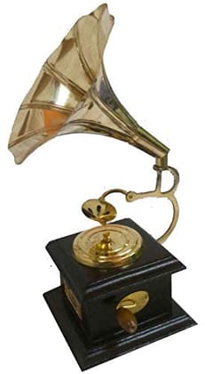 Gramophone Dummy Vintage Brass 9" Decorative Showpiece Rajasthani Decor, Desk Organizers , Interior Decoration .