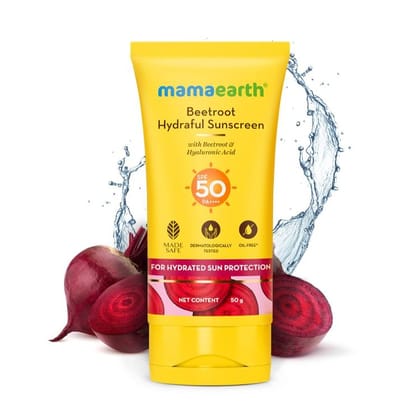 Mamaearth Beetroot Hydraful SPF 50 PA++++ Sunscreen With Hyaluronic Acid (50 g)