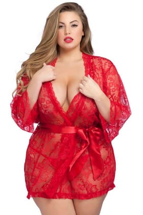 Women Plus Size Sleepwear Set Sexy Lingerie Transparent Lace Exotic Babydoll Underwear Sleepwear Comfortable Gown M-7XL