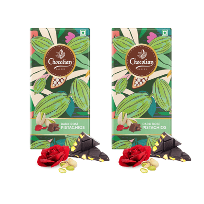 Chocolian Bakers Dark Chocolate With Rose & Pistachio Bar | 100% Veg | Eggless