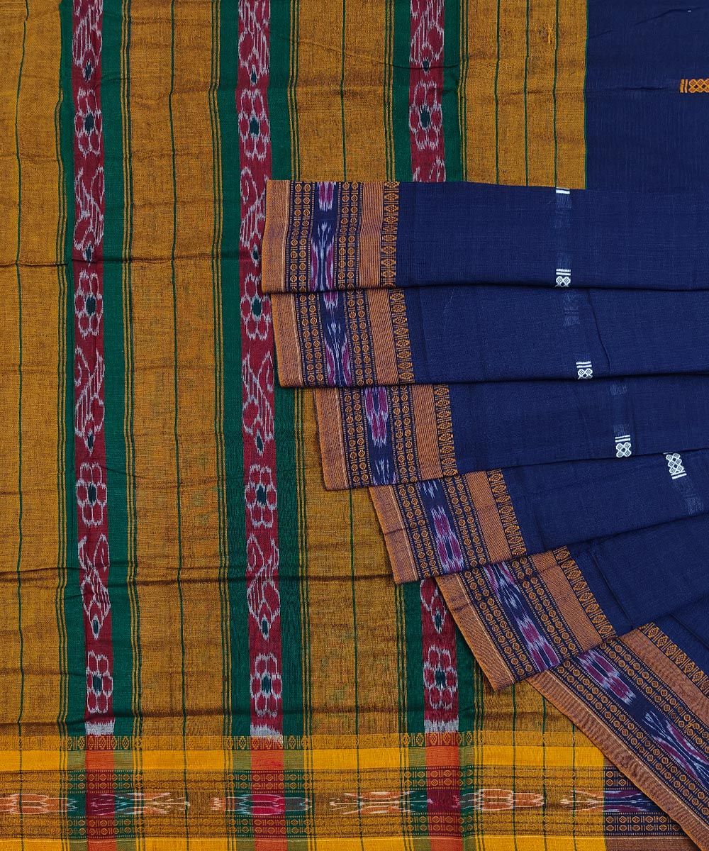 Blue Sambalpuri Handwoven Single Ikat Cotton Saree