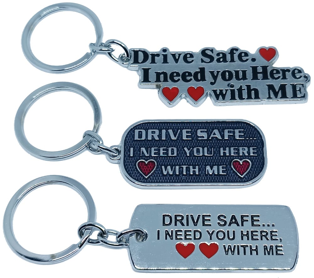 KD COLLECTIONS Drive Safe I Need You Here with Me Drive Safe Keychain Combo – Multicolor – Pack of 3 Keychains