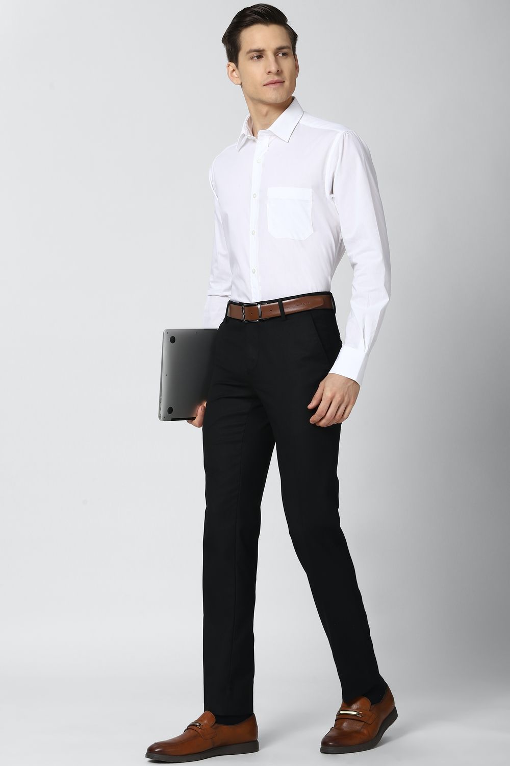 Men White Regular Fit Formal Full Sleeves Formal Shirt