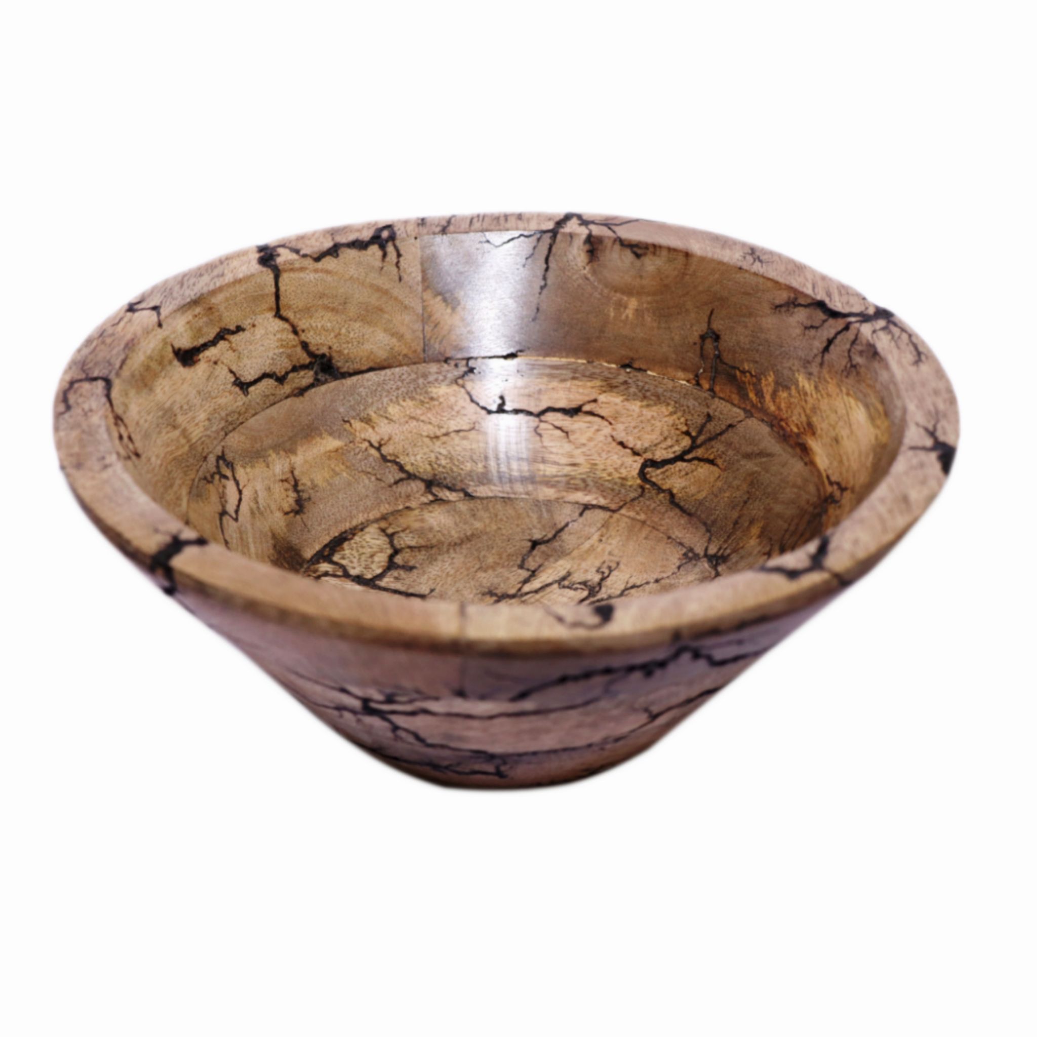 Wooden Fruit Bowl for Kitchen Counter Large Decorative Bowl Hand Carve Key Bowl Mango Wood Bowl with Fractal Burn Design