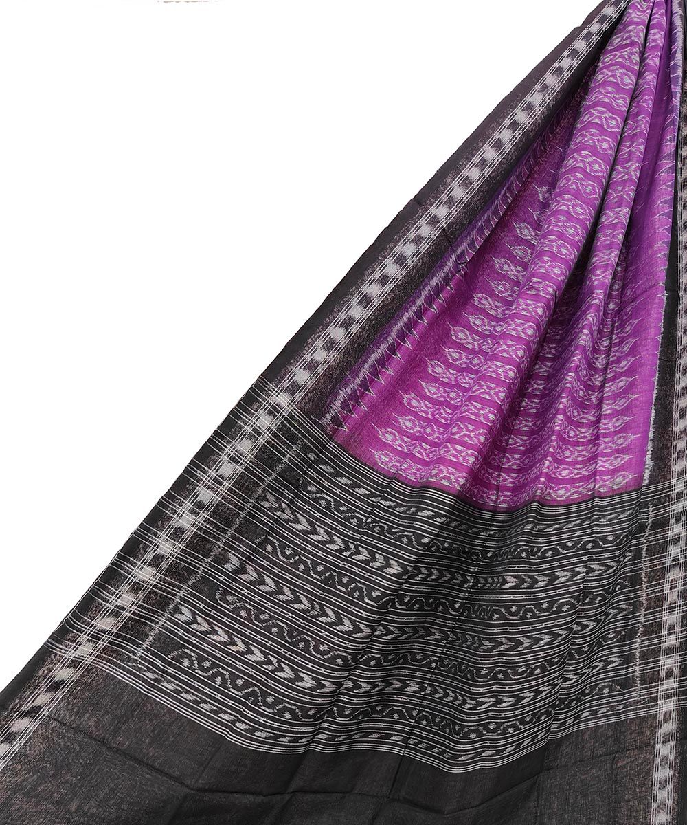 Purple Black Sambalpuri Handwoven Single Ikat Cotton Dupatta SFCDUP1444