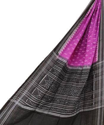 Purple Black Sambalpuri Handwoven Single Ikat Cotton Dupatta SFCDUP1449